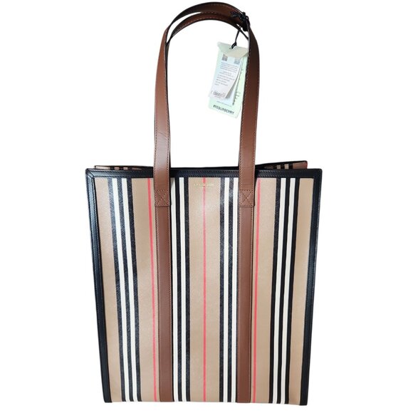 Burberry Medium NS Book Tote Bag Purse | Striped Pattern - Picture 1 of 9
